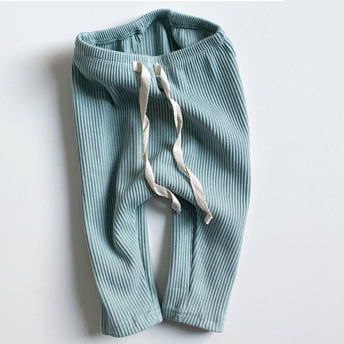 Infant Kids Baby Meisjes Jongens Geribbelde Broek Solid Slim Fit Gestreepte Geplooide Elastische Band Bodems Lange Wilde Mode Broek: Blauw / 12m