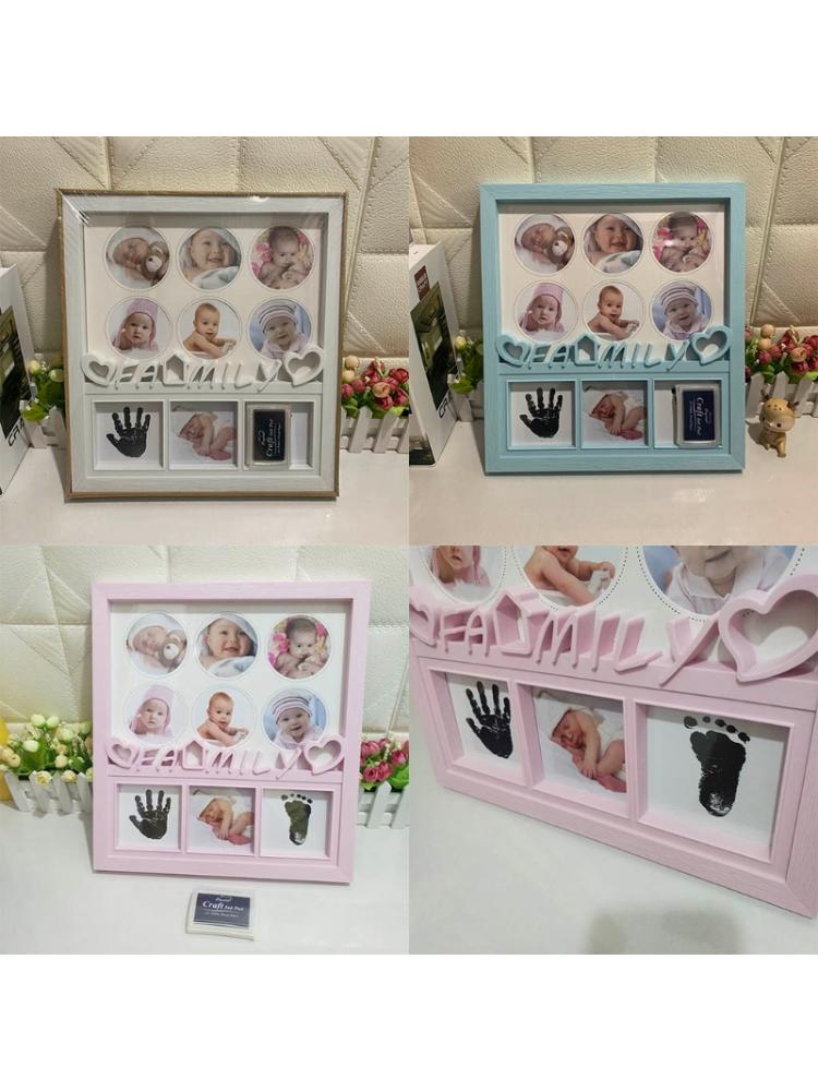 Babybilleder display stativ rekord håndaftryk fodaftryk souvenirs diy fotoramme  p31b