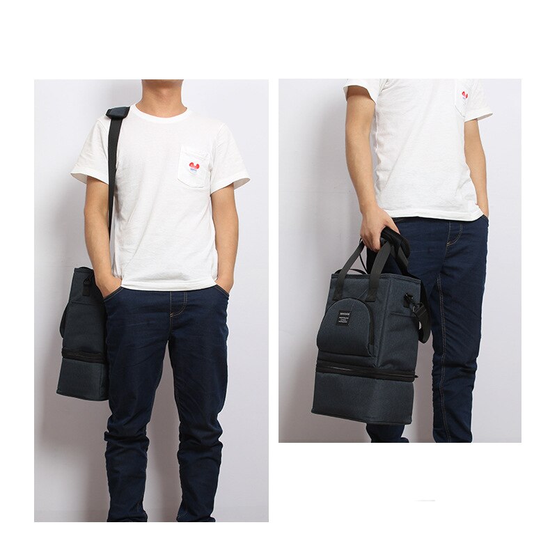 13L Afneembare Twee Lagen Koeltas Lekvrije Thermische Koele Schoudertas Ice Pack Picknick Lunchbox Inuslation Handtas Cool tas