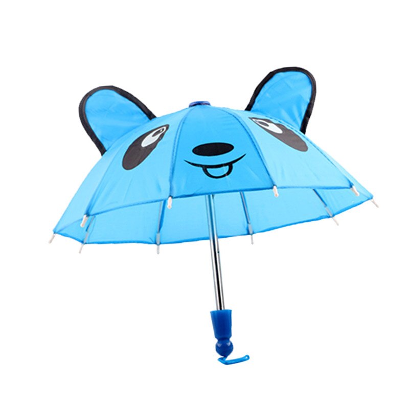 Hermosos y hermosos accesorios para sombrillas, para niños, adecuado para muñecas de 18 pulgadas, sombrilla para exteriores, equipo de lluvia plegable resistente al viento: Blue