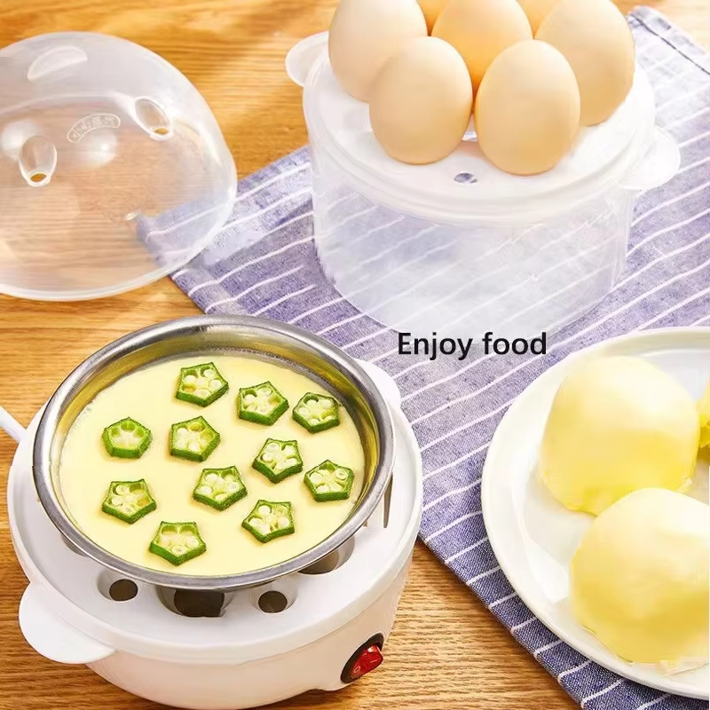 Double Layer Egg Cooker Hard Boiled Egg Cooker Anti-dry Electric Egg Boiler with 40mL Measuring Cup Steam