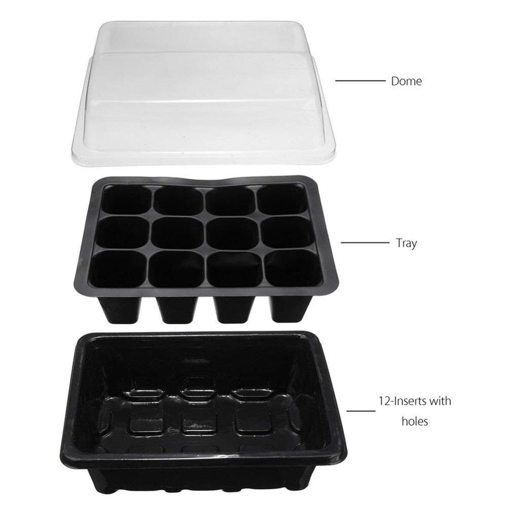 12 Cells Nursery Pot Planting Seed Tray Kit Plant Germination Box With Lid Garden Grow Box