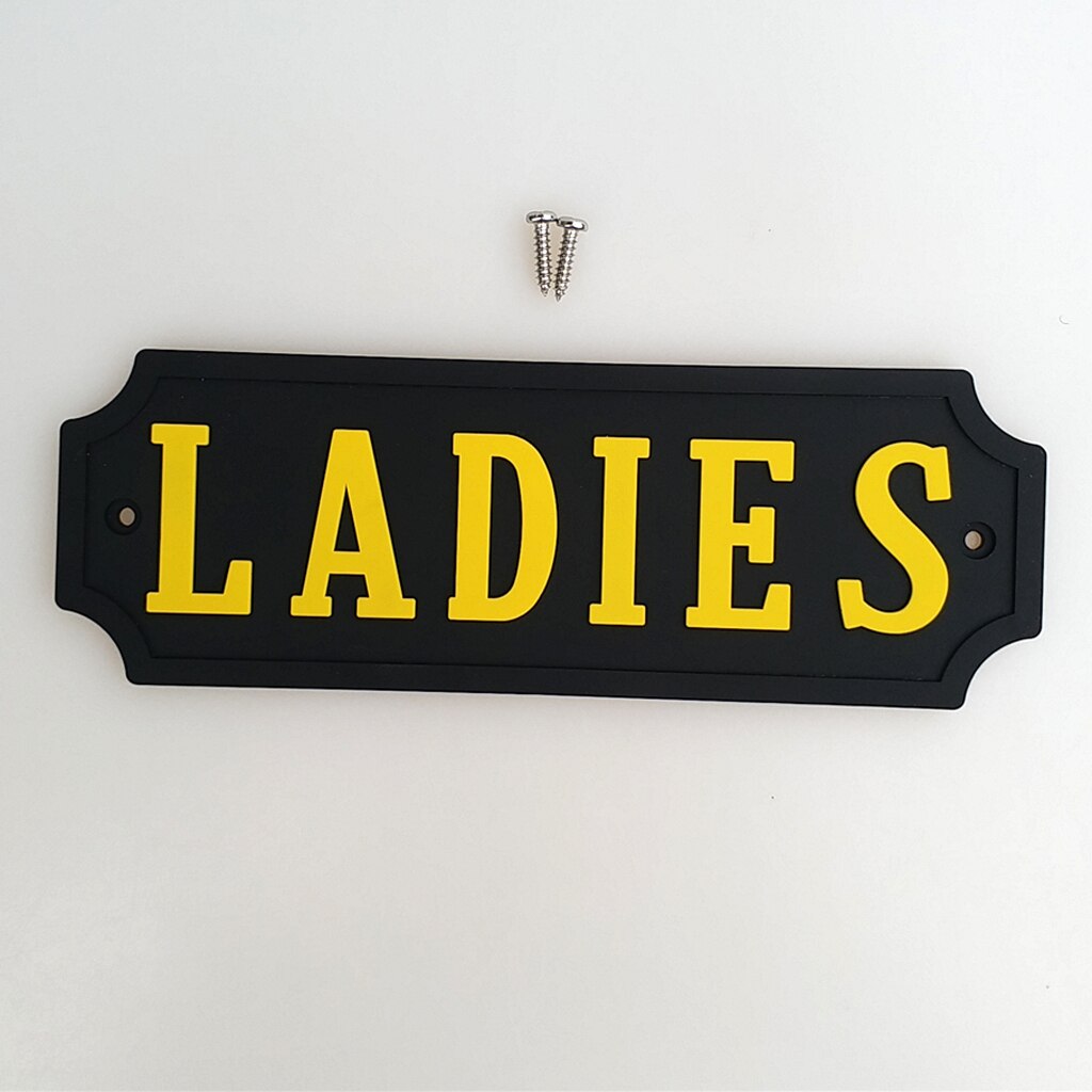 Restroom Door Sign Wall Plaque Poster Sticker For LADIES PVC Rubber 16x5.5cm