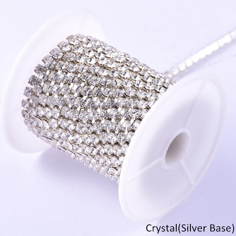 10 Yard SS16 Steentjes Ketting Met D Klauw Glas Kristal Ab Mode Strass Cup Keten Voor Kleding Accessoires B1307: Crystal-Silver