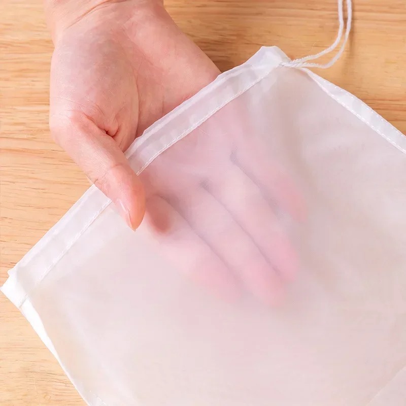 Coladores de bolsas de leche reutilizables para nueces, bolsa de tela de queso de nailon sin blanquear, filtro de yogur para queso y comida, colador de malla fina para cocina, 1/5 Uds.