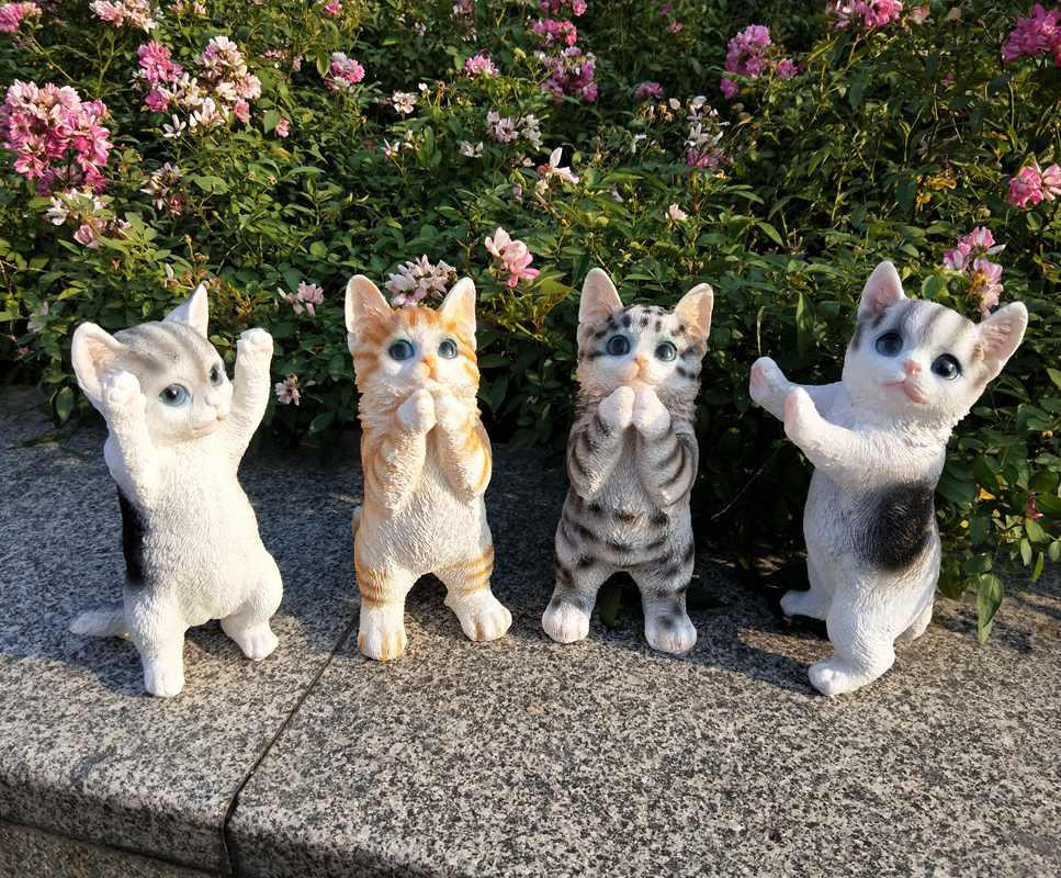 Statue de chat en résine, décoration de jardin, Figurines de Villa, balcon, Sculpture d&#39;extérieur, artisanat