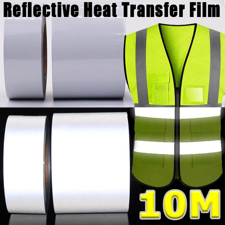 5/10M Reflective Heat Transfer Film Safety Reflector Sticker For Shoes Clothes Heat Decals Roadway Night Warning Strip Stickers