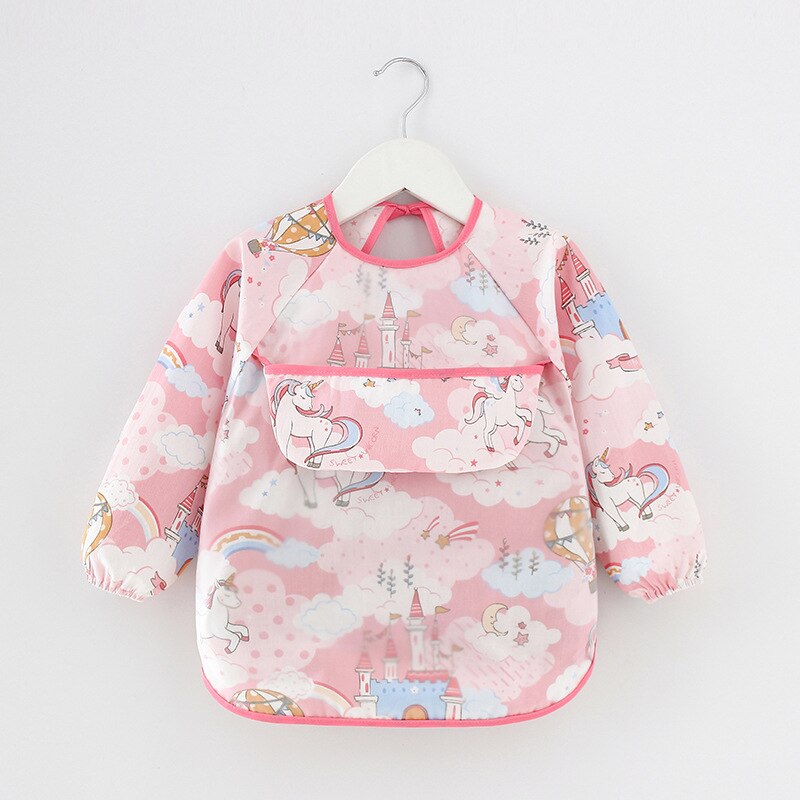 Lange Mouw Waterdichte Slabbetjes Kids Schort Cartoon Baby Jongen Meisje Eten Bib Met Mouw Kinderen Tekening Kleding Siliconen Bib