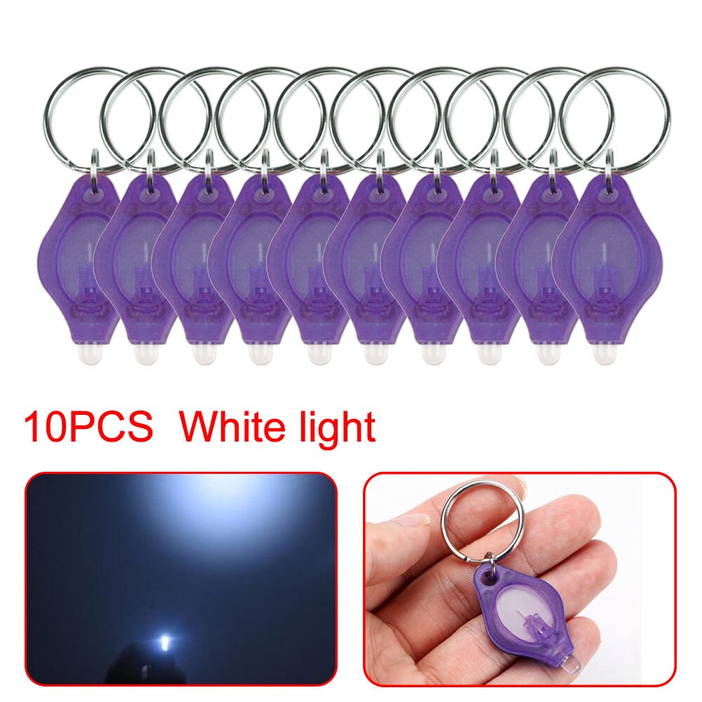 10 stücke Mini Helle LED Taschenlampe Licht Lampe Mikro Licht Keychain quetschen Licht Schlüssel Ring Camping Lanterna Notfall Licht: Violett