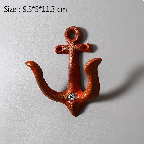 Anchor Model Iron Ornament Wall Hook Home Decoration Rail Door Decor Accessories Bag Hooks Furnishing Crafts Household: Brick red