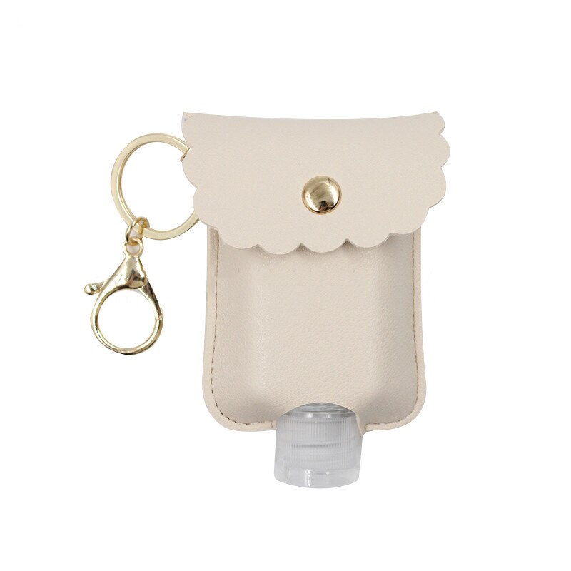 Portable Squeeze Bottle Empty Leakproof Plastic Travel Bottle With Leather Keychain Holder For Hand Sanitizer Container Tool: Dark Gray