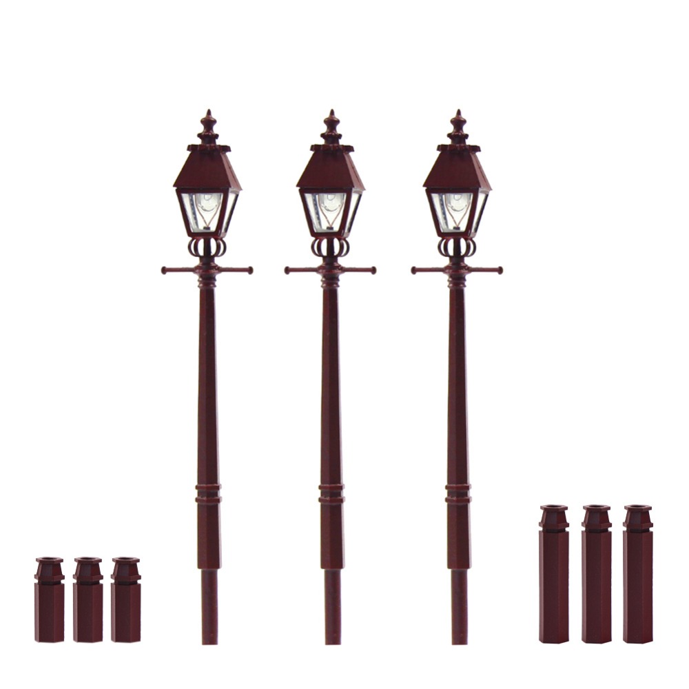 3 pieces Model Railway Antique Lamps Street Lights HO Scale LQS02 high quatity Fairy Garden Accessories