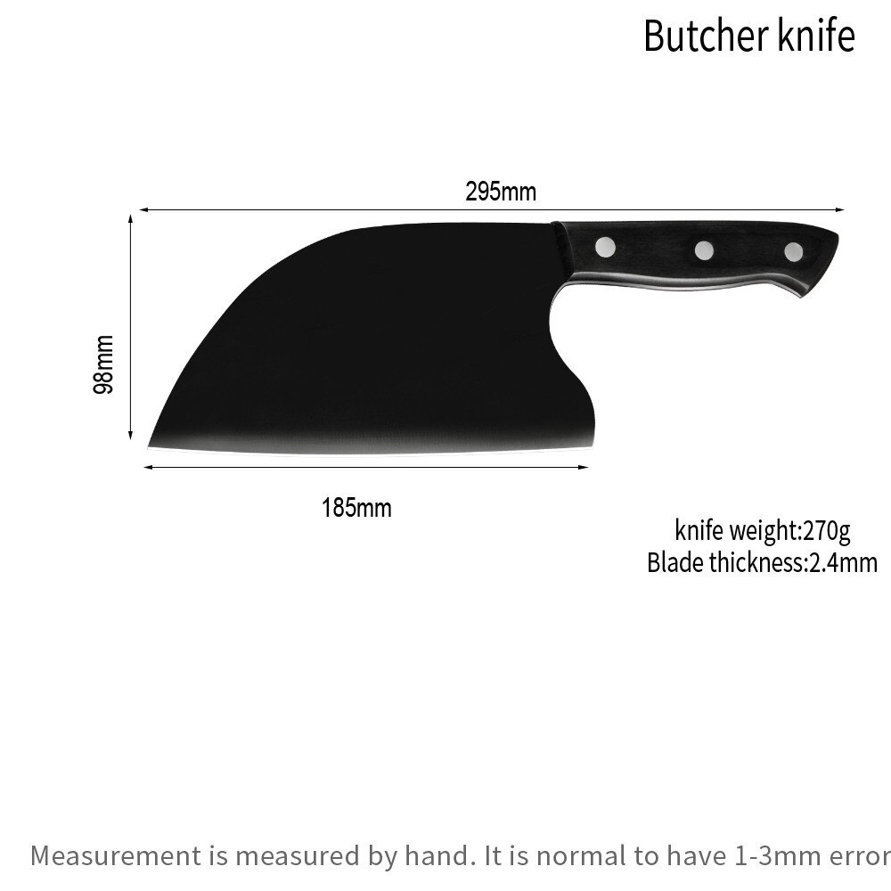 Couteau de boucher en acier inoxydable, couteau de boucher 5 ''6'' 7 ''hacher 8'' ensemble de couteaux de Chef de cuisine manche en bois couteau d'abattage lame antidérapante: H 7 INCH