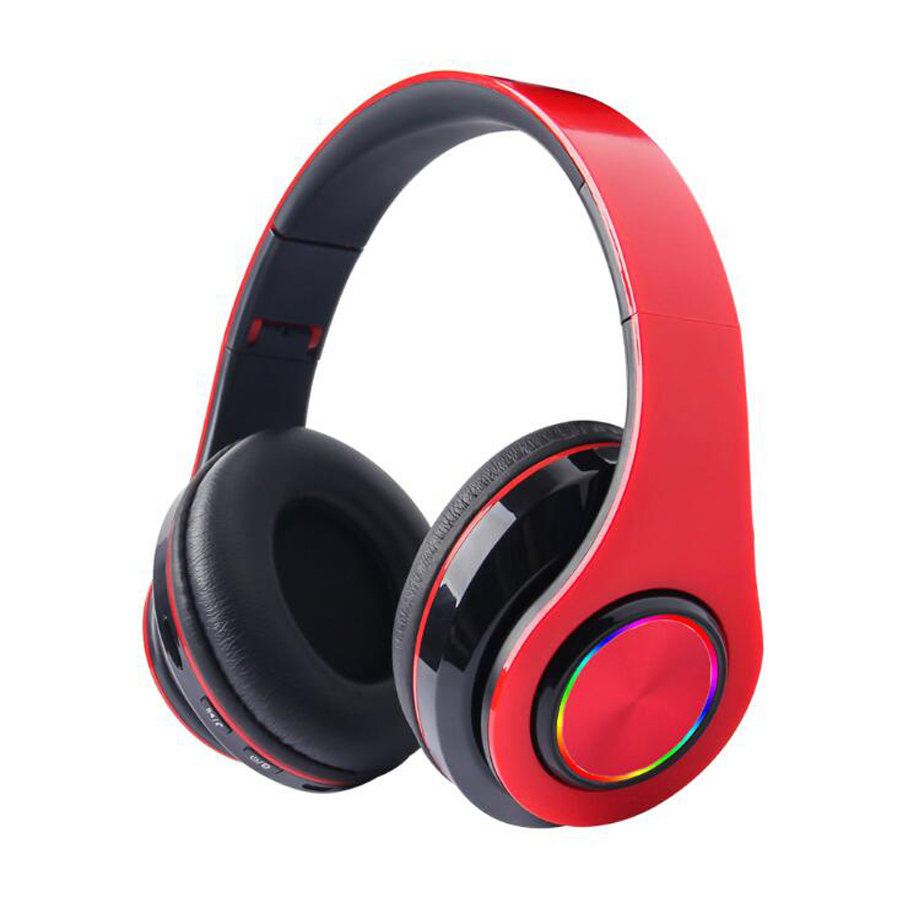 Bluetooth Kopfhörer Drahtlose Kopfhörer Gaming Headset Super Bass mit Mikrofon TF Karte Cordless helme Für Telefon PC Computer: red