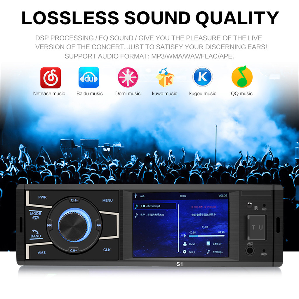 Aux Function Swm-s1 3.2 Inch Car Bt Mp5 Player Card U Disk Fm Radio Mp3 Aux Player Rear View Function Car Mp5 18.8x5.8cm #LR5