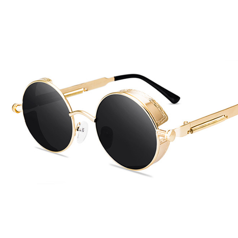Gafas De Sol redondas para hombre y mujer, lentes góticas Steampunk, De De , Vintage, a la , De Metal: YELLOW