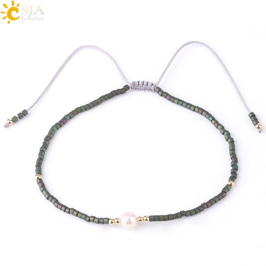 CSJA, Pulseras Miyuki de verano para Mujer, Pulseras para Mujer, , cuentas de perla Delica, joyería de mano, pulsera chapada en Color Metal S337: J