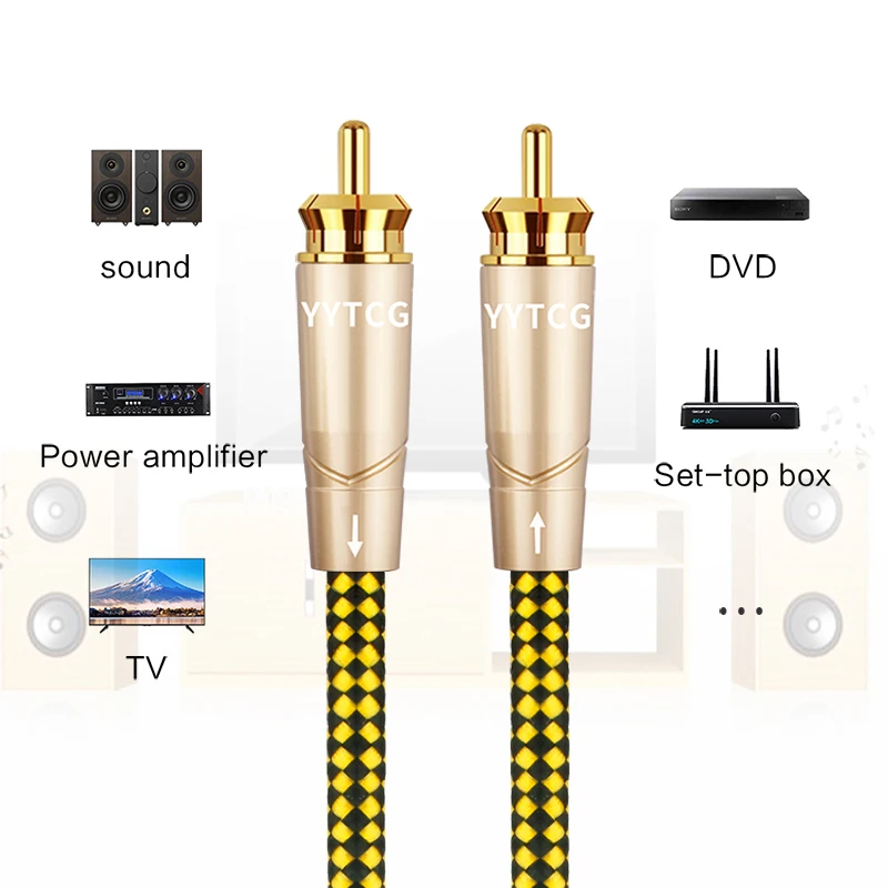 Cable Coaxial de Audio Hifi RCA a RCA, conector Digital estéreo macho a macho para amplificador de DVD de TV, Subwoofer, 1m, 2m, 3m, 5m