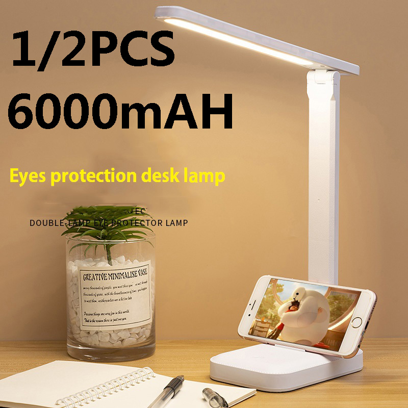 6000mah conduziu a lâmpada de mesa usb carregável 3 cores stepless regulável lâmpada toque dobrável proteção para os olhos leitura luz da noite 2023