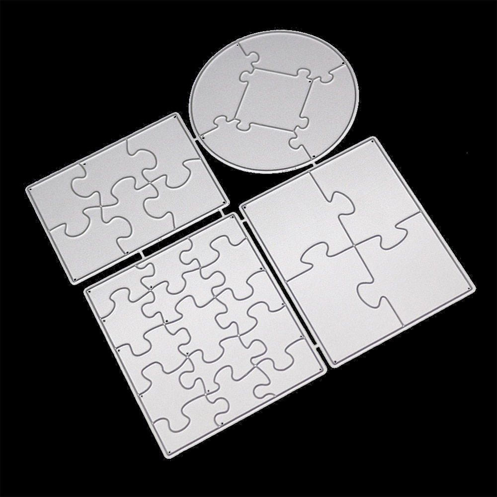 Metalen Stansmessen Puzzel Frames Voor DIY Scrapbooking Card Cut Sterven Mould en Postzegels Maken Album Stencil 4Pcs