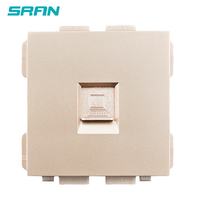 SRAN 52*52 Internet socket RJ45 CAT5 function module accessories suitable for 86*86 panels: Internet Gold