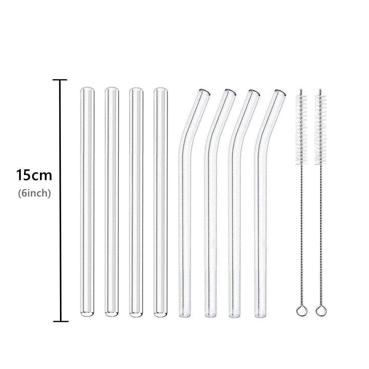 8 stk 15cm korte glas sugerør miljøvenlige genanvendelige sugerør 6 tommer mini cocktail sugerør til bar drinkware øl milkshakes: 8 stk 15cm blandet