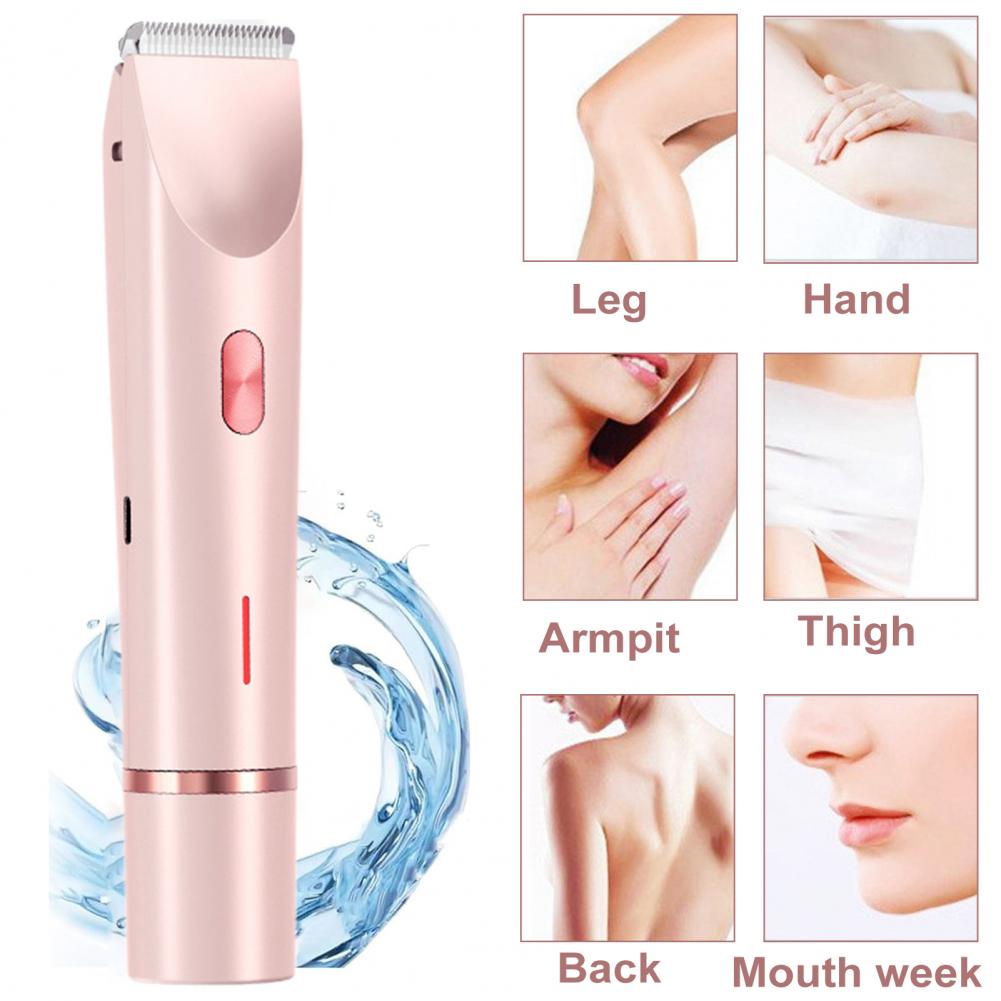 Kvinders dobbelthovedet elektrisk barbermaskine usb genopladelig bærbar ansigt krop bikiniområde arm ben hårfjerning barbermaskine epilator trimmer