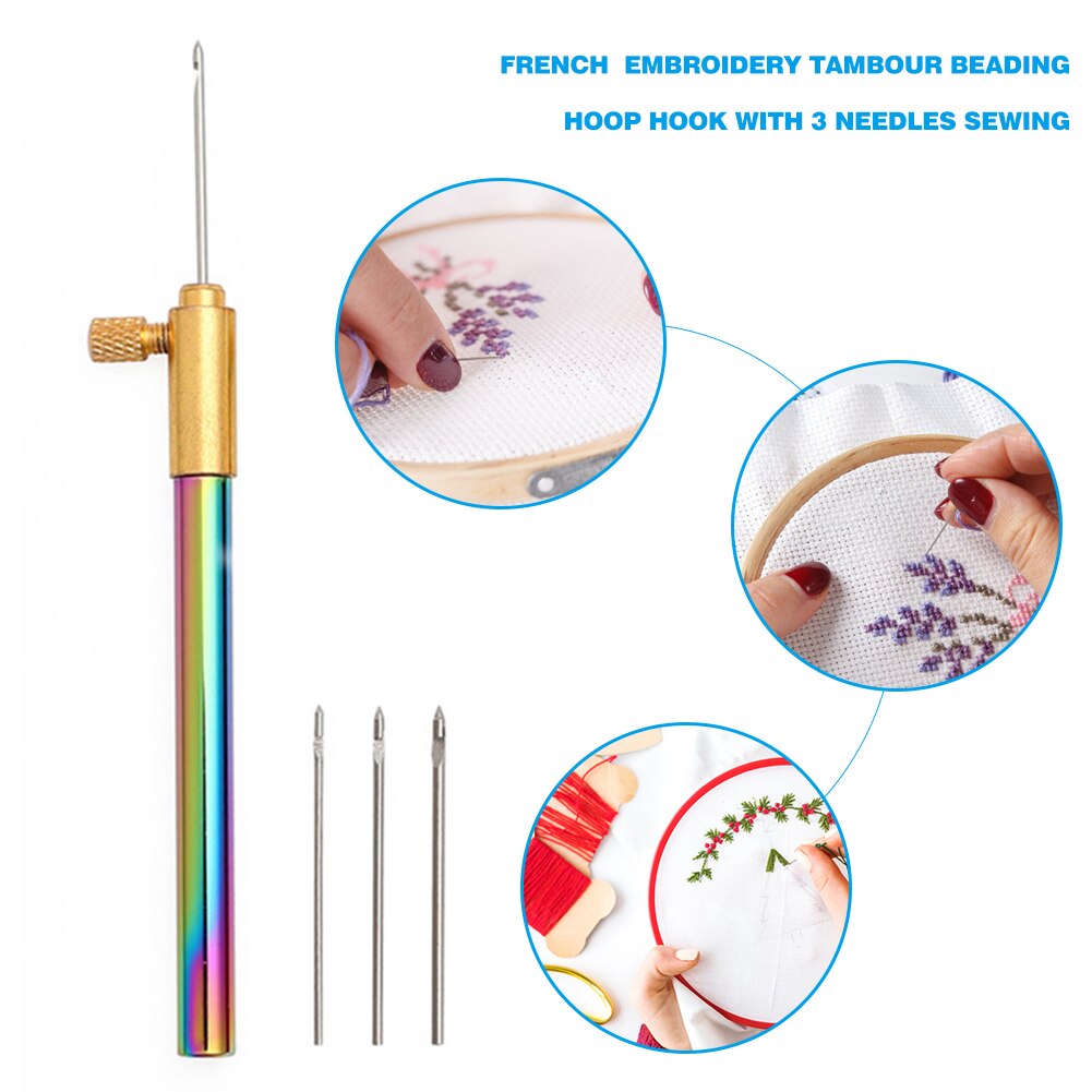 Sequins Crocheted Hook Sewing Handicraft French Style Embroidery Needle Beaded Sewing Hand Crochet Hook Set Kit