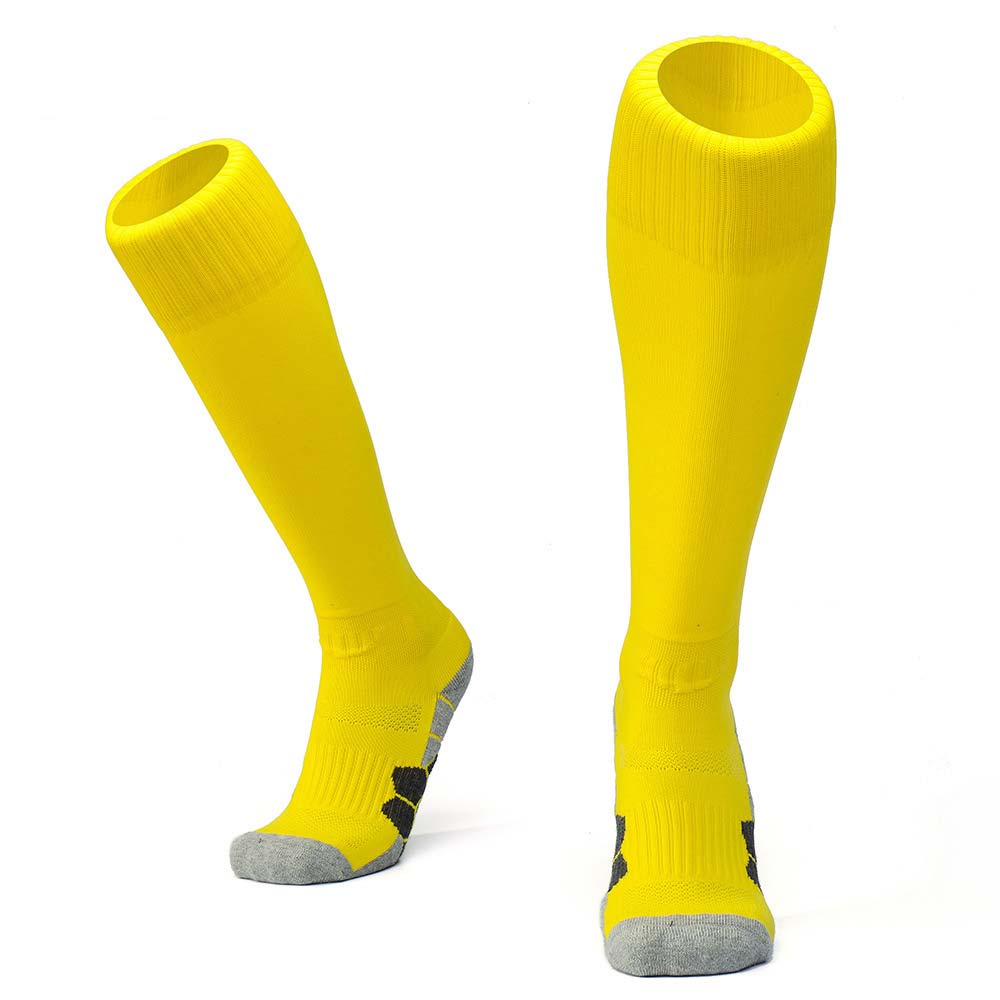 Football Socks Adult Non-Slip Nylon Breathable Socks Children's Long Tube Over The Knee Sports Training Socks: Yellow / M