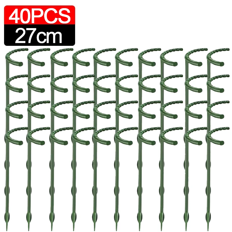 Soporte de plástico para plantas, marco de pila, arreglo de invernadero, varilla fija semicircular, soporte de escalada para plantas y flores de interior, 1/40 Uds.: Rosa