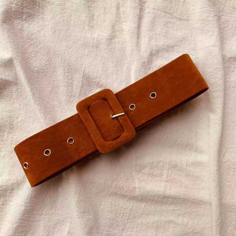 Cinturones de gamuza AWAYTR para mujer, Otoño Invierno, cinturones para abrigo de Color fuerte, estilo salvaje, cintura, Pin, hebilla envuelta, cinturones de franela Vintage: camel