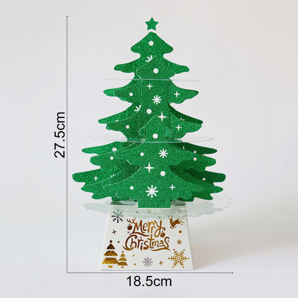 1 Set LED Christmas Tree Shape Card Stake Display Handmade Beautiful Cardboard Card Stake Decor for Home