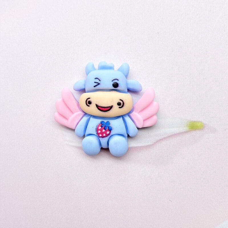 10Pcs Kawaii Leuke Mini Koeien Met Vleugels Flat Terug Cabochons Scrapbooking Diy Sieraden Craft Decoratie Accessoires F07: Sky Blue