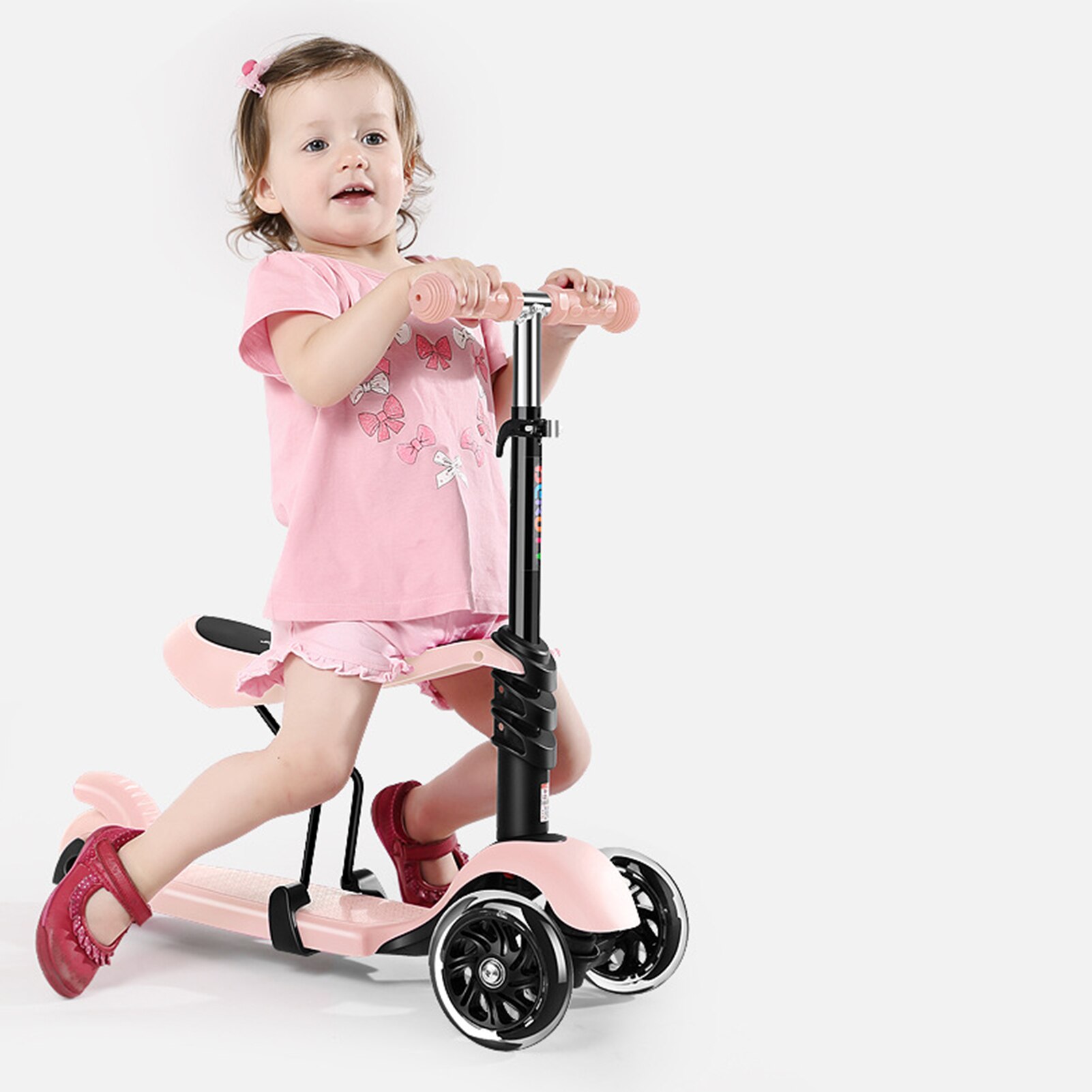 Patinete de tres ruedas 3 en 1, Scooter deportivo con opciones de altura ajustables, manillar de asiento para niños pequeños de 2 a 6 años