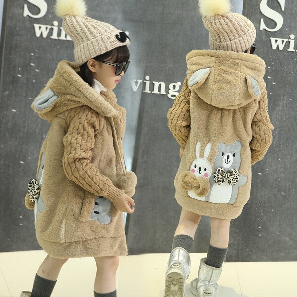 Olekid Aautumn Winter Cartoon Konijn Meisjes Parka Dikke Warme Hooded Meisje Jas Bovenkleding 5-14 Jaar Kinderen Tiener meisjes Jas