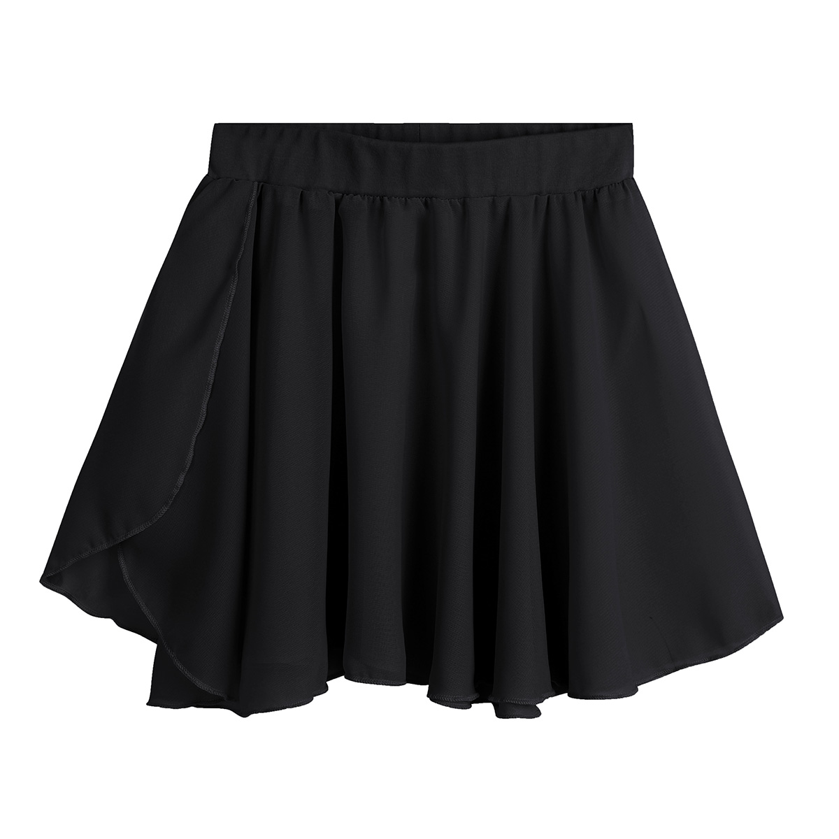 Barn jenter ballettskjørt dans grunnleggende klassisk chiffon mini pull-on omslagsskjørt ballerina kjole barn tutu ballett trikotkjole tenåringer: Svart / L
