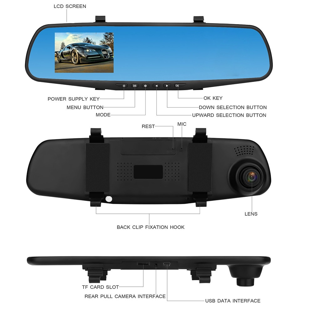 1080P HD Camera Dual Cam Vehicle Front Lens Video Camera AU.23