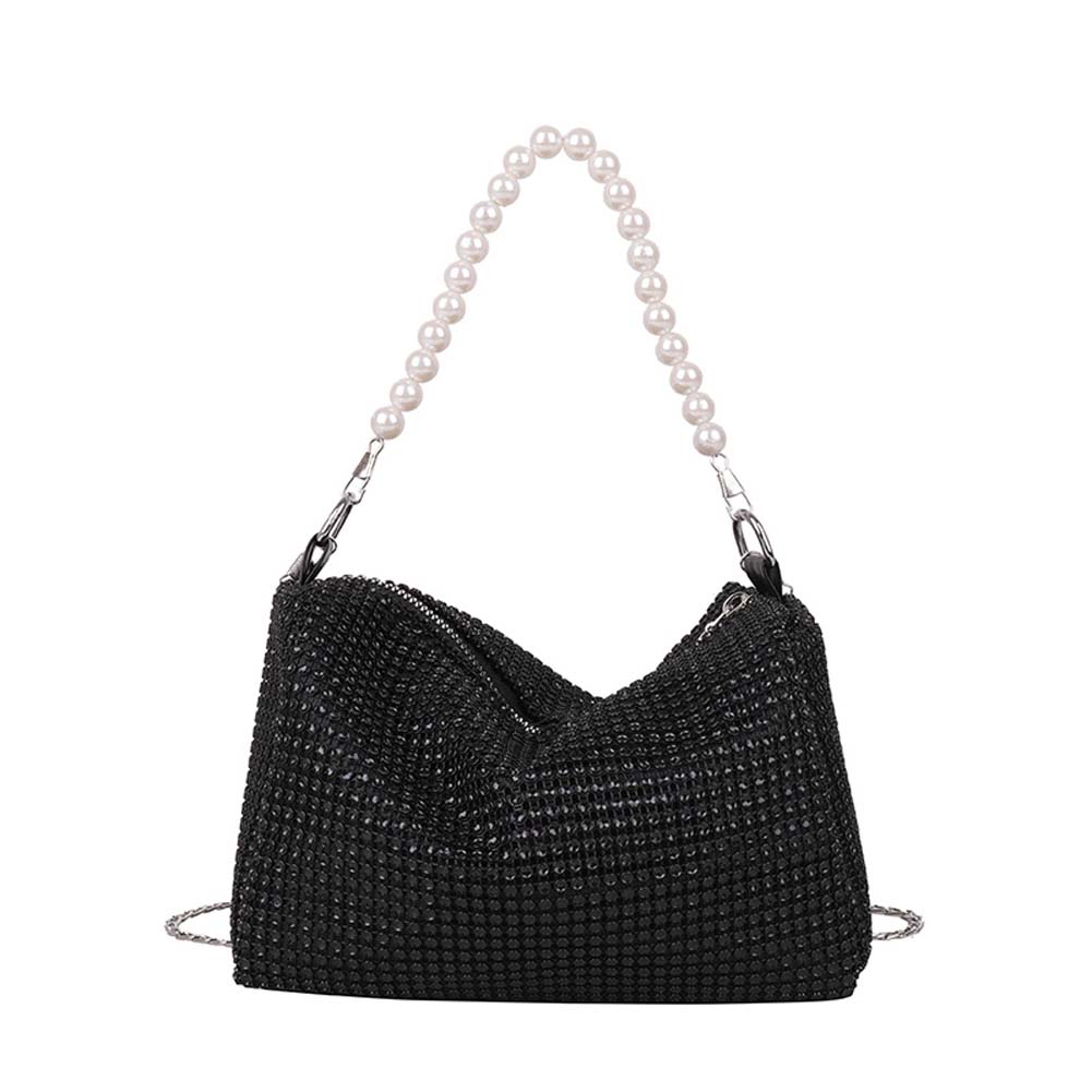 #39 messenger bag met strass steentjes, vierkante tas met ketting, handtas, schoudertas met strass steentjes