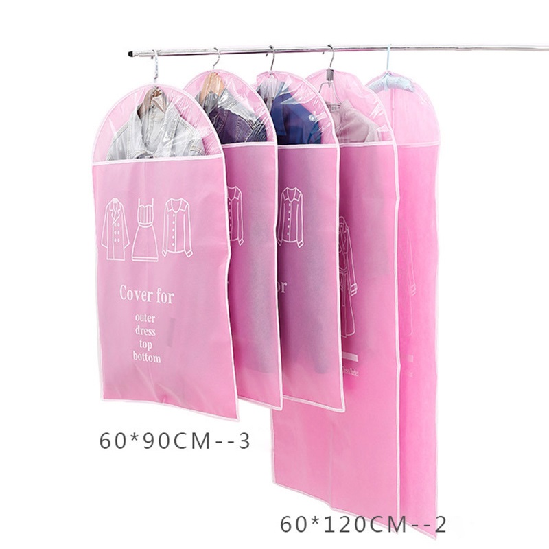 5 stuks stofdichte kledinghoes voor thuis, kledingbeschermer, rits, opbergtas, trenchcoat, bontkledinghangtassen: 3m 2l roze