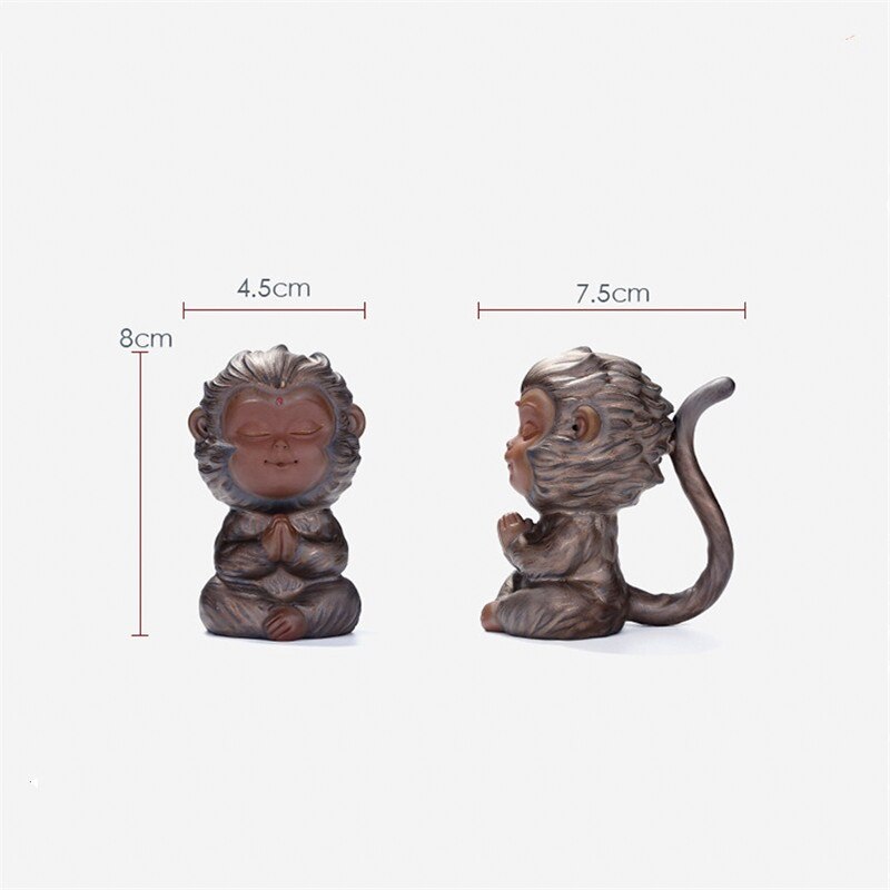 Paarse Klei Oven Change Leuke Aap Koning Thee Huisdier Keramische Handgemaakte Dier Ornamenten Creatieve Auto Decoratie Ambachten