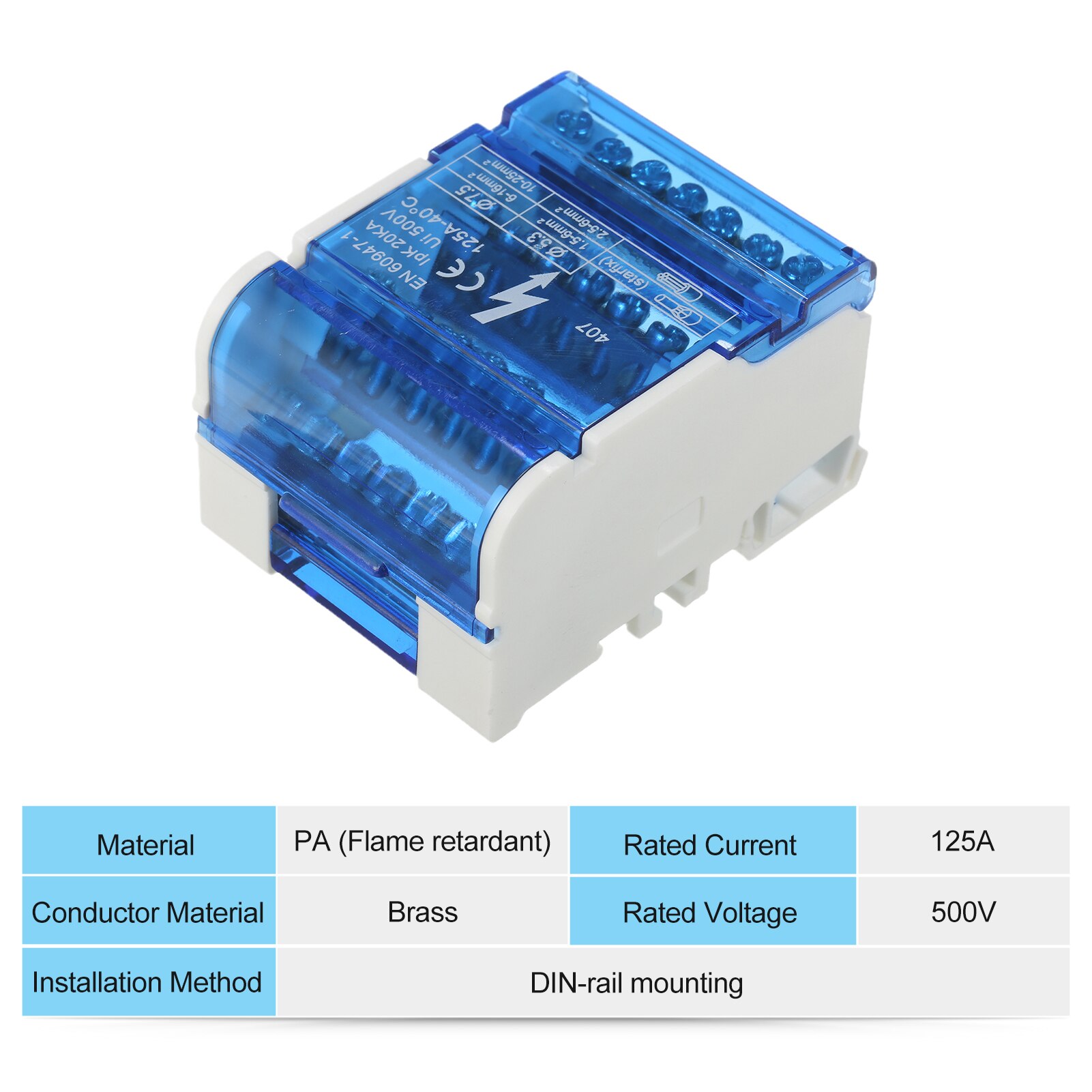 Terminal Distribution Box Connection Box Junction Box with Cover Din Rail Terminal Block Line-divider Wire Terminal Block: 407