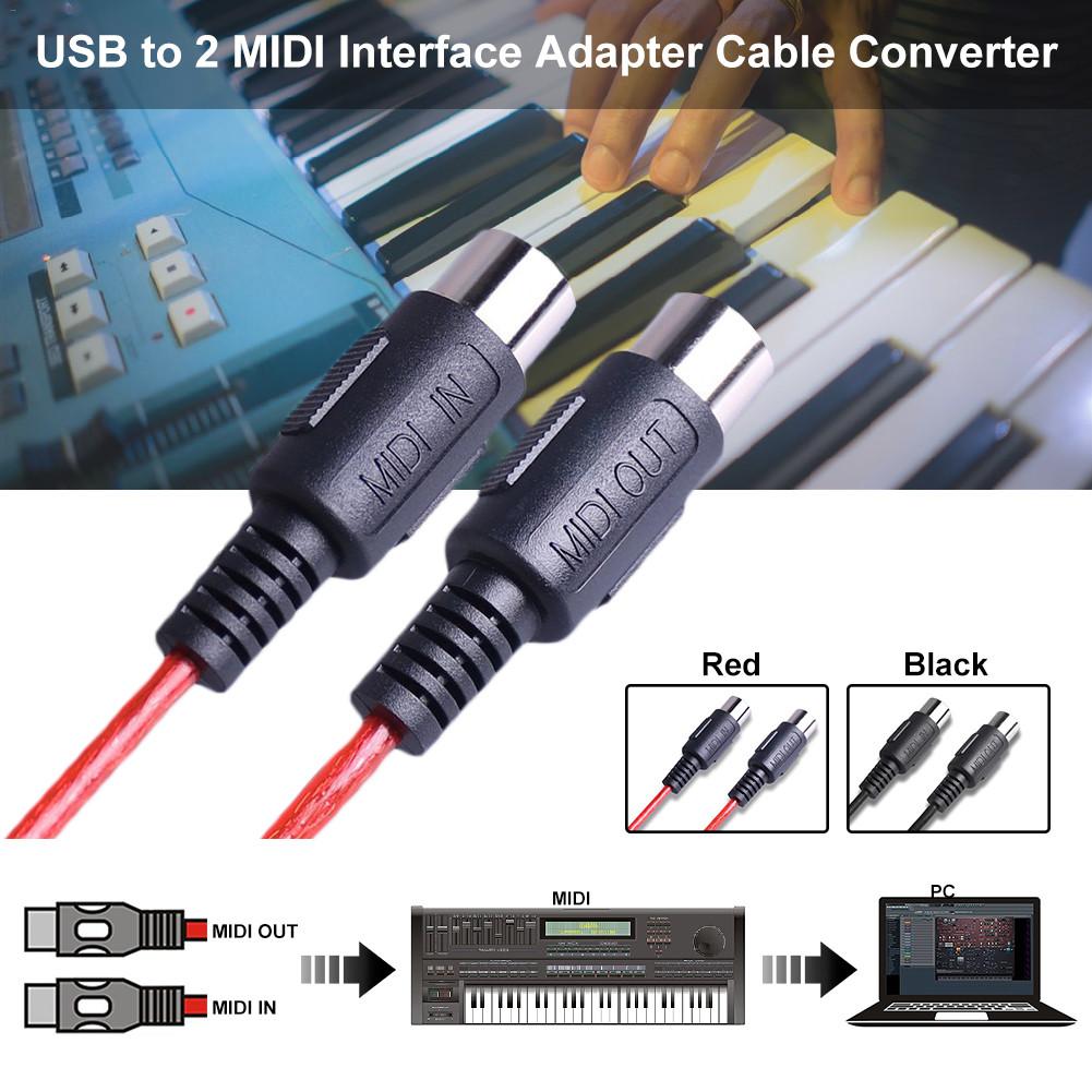 USB Naar 2 MIDI Interface-Adapter Kabel Converter Voor PC Keyboard Synth Adapter Windows &amp; Mac iOS 2 Meter