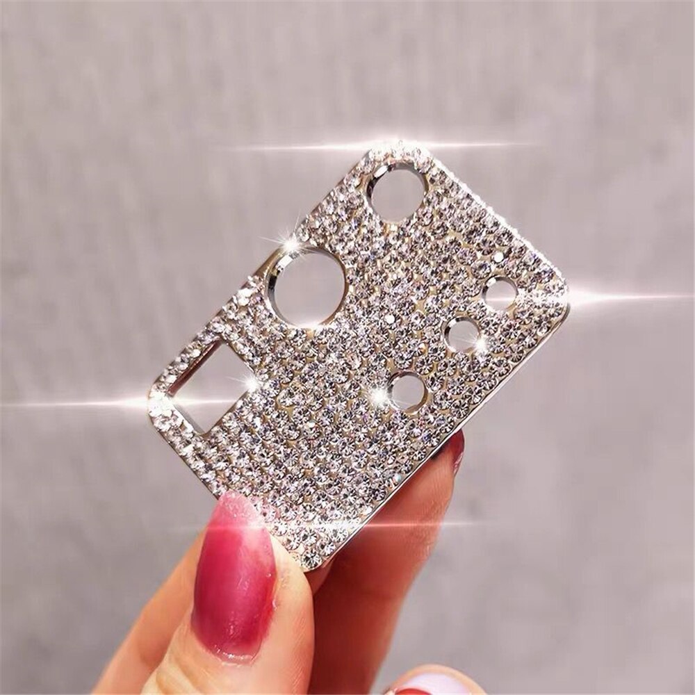 Bling Glitter Rhinestone Camera Lens Protector For Samsung Galaxy S20 Ultra S20 Plus Diamond Camera Protective Ring Cover Case: For S20 / Silver