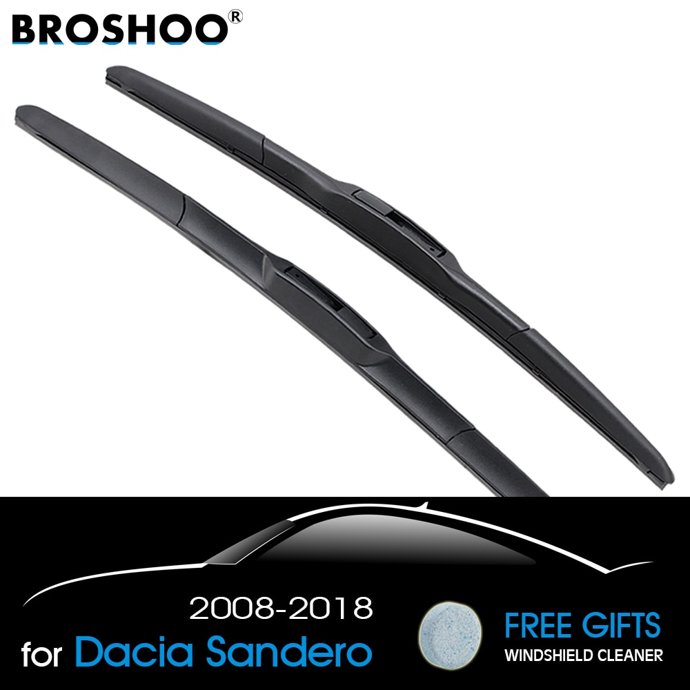 Broshoo ruitenwisserbladen van zacht rubber voor dacia sandero  mk1 mk2