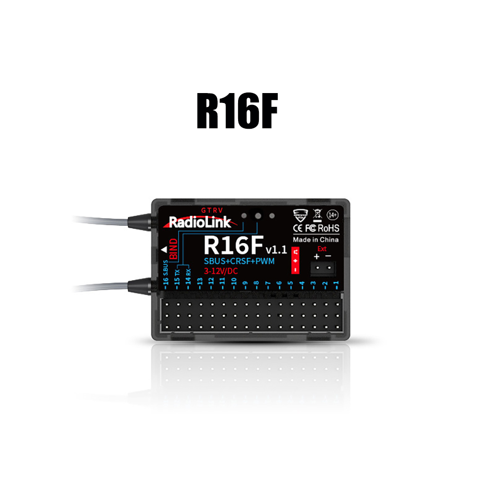 Radiolink R4FGM R6F R6FG R7FG R8EF R8FM R8FG R12F R16F 2.4G Receiver for RC RC8X RC6GS RC4GS T8FB T8S T12D T16D Transmitter: Dark Grey