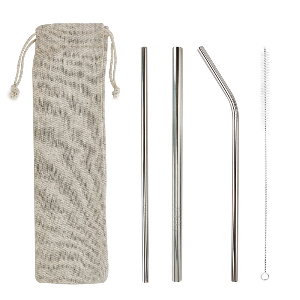 Bar party tillbehör dricka sugrör 304 rostfritt stål metall halm med renare borste för muggar 20/30oz: 1pc borstar