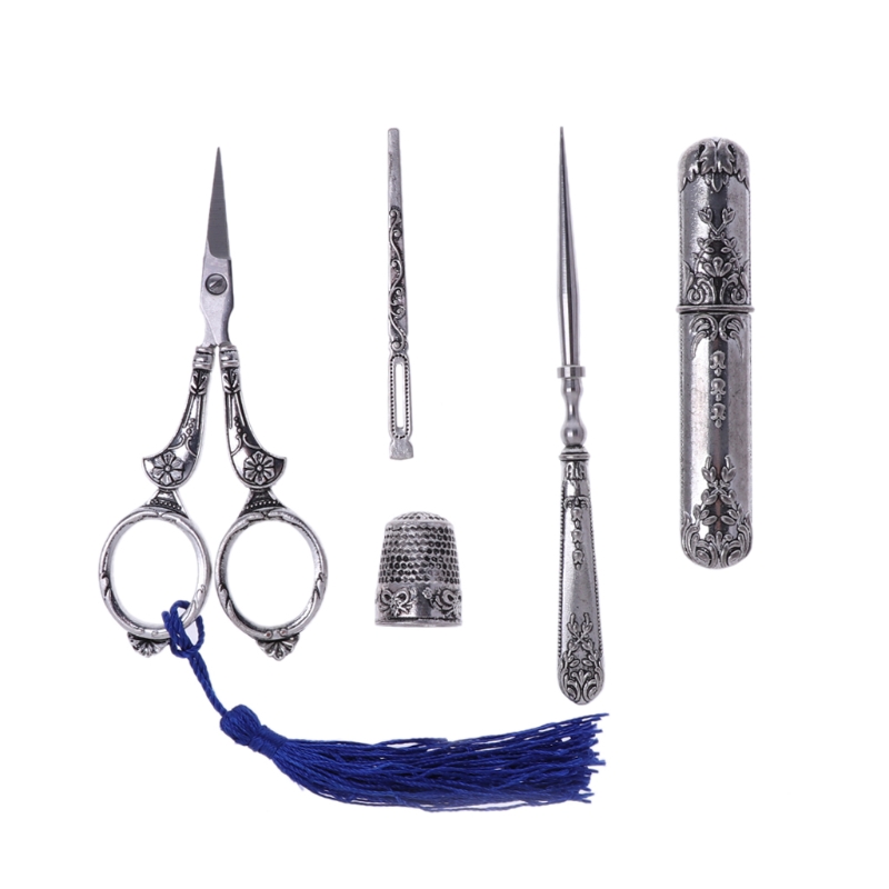 Étui à aiguilles pour ciseaux de broderie Vintage, 1 ensemble, outils de couture