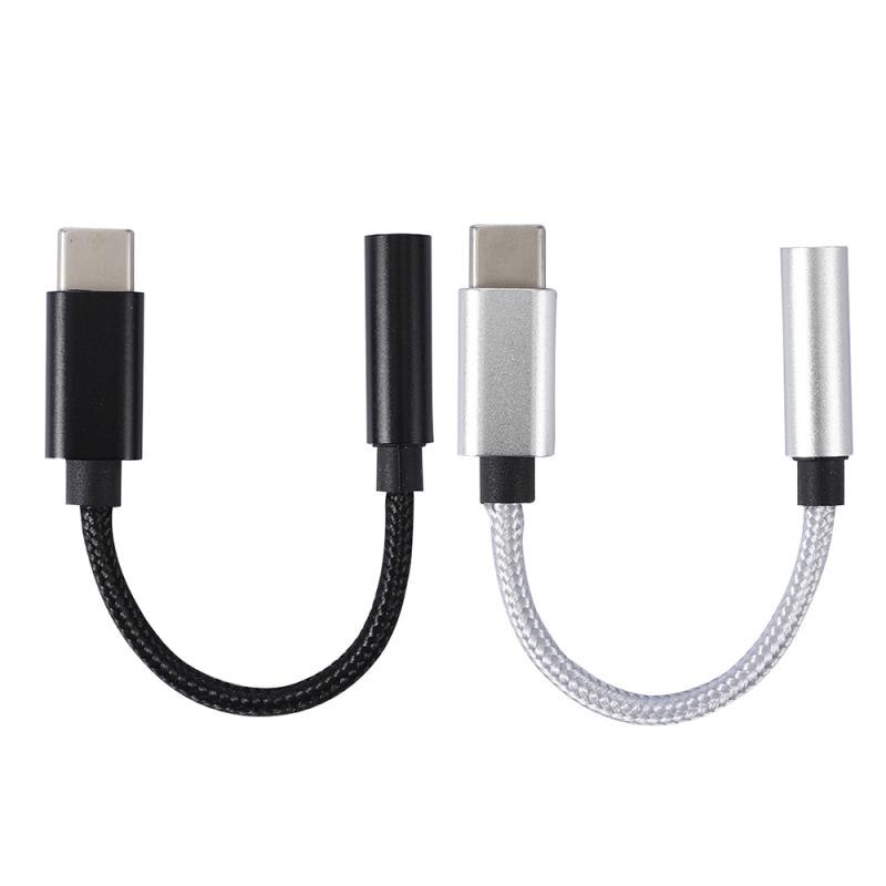 Nylon Type-c to 3.5mm Headphone Digital Audio Adapter Cable Phone Audio Adapter Mobile Phone Adapters