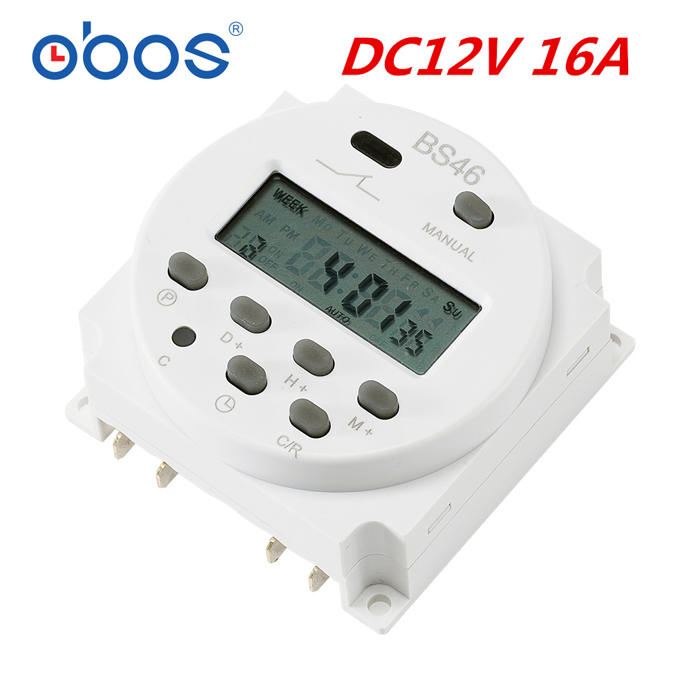 OBOS CN101A AC 220V 230V 240V Digital LCD Power Timer Programmable Time Switch Relay 16A timers CN101 timer DC12V DC24V: DC12V