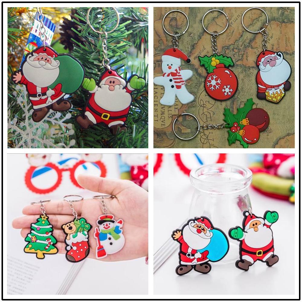50 stk jul barn nøglering julemanden barn pvc nøglering juletræ dekoration taske vedhæng souvenir